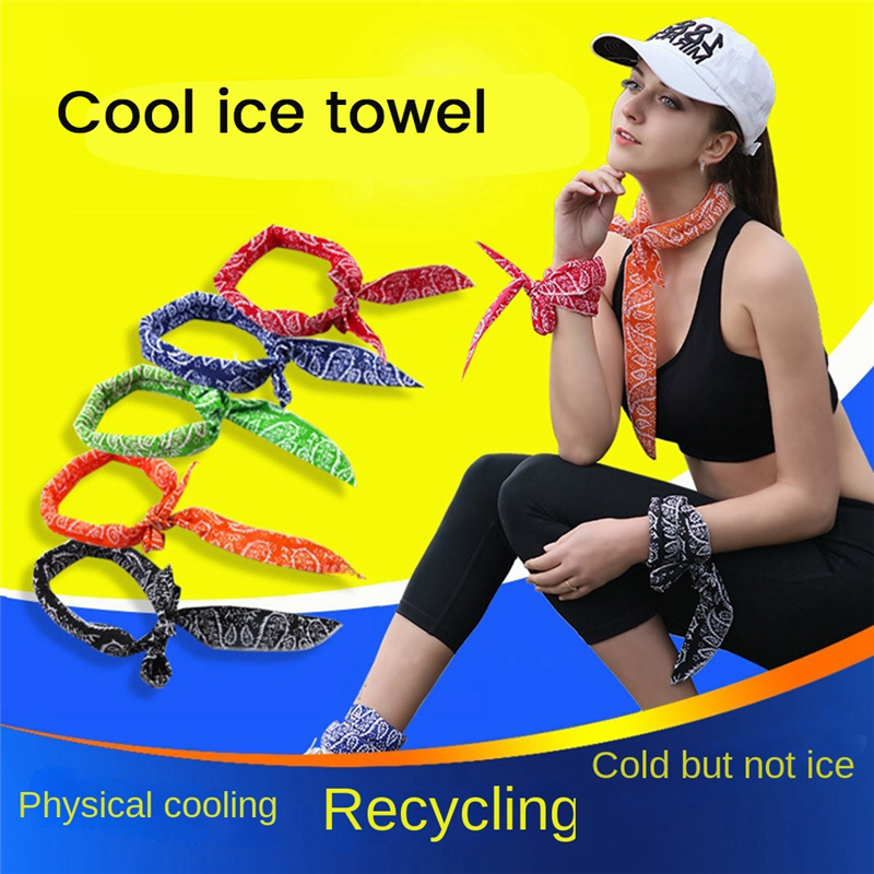 10 buah syal penutup leher pendingin Pria Wanita, bandana es untuk berkemah lari olahraga luar ruangan