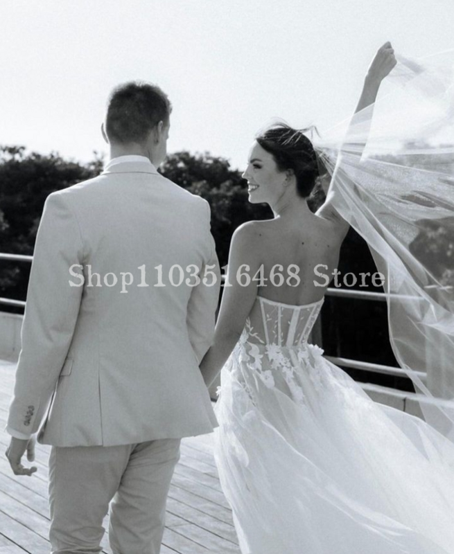 Elegancka haftowana suknia ślubna z welonem 2024, luksusowa aplikacja z dekoltem w kształcie serca, przezroczysta linia A, formalne suknie ślubne فساتين الزفاف