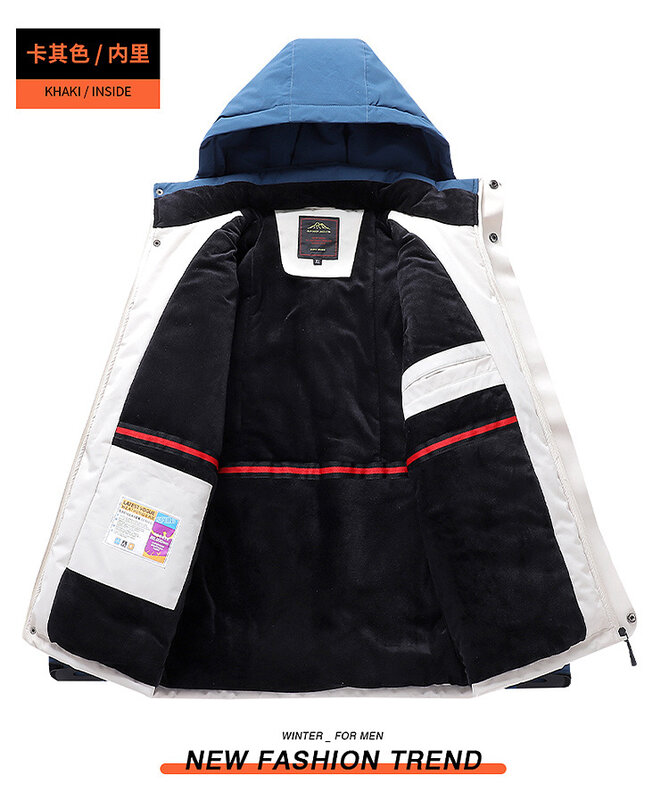 야외 블랙 패션 파카 지퍼 재킷 겨울 두꺼운 벨벳 특대 7XL 8XL 9XL 코트, 남성용 방풍 방수 의류