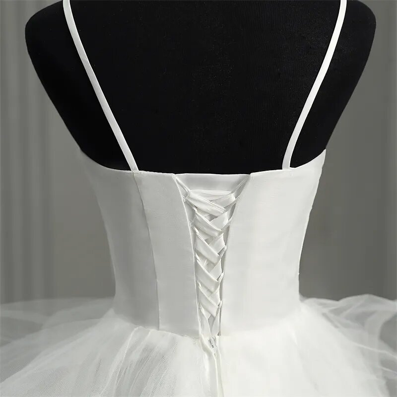 Luxus Empire Brautkleider eine Linie fuffy abgestufte Organza V-Ausschnitt Ballkleider drapiert Satin Frau formelle Braut Party Vestidos