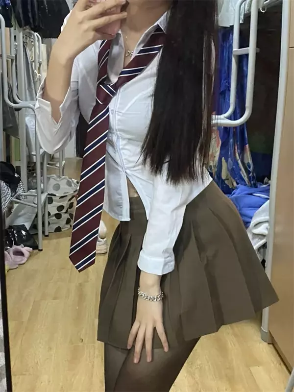Koreańska japońska moda z krótkim rękawem koszula dziewczęca kobiet nowa wiosna/lato College Slim Bowtie bluzka JK Top mundurek szkolny