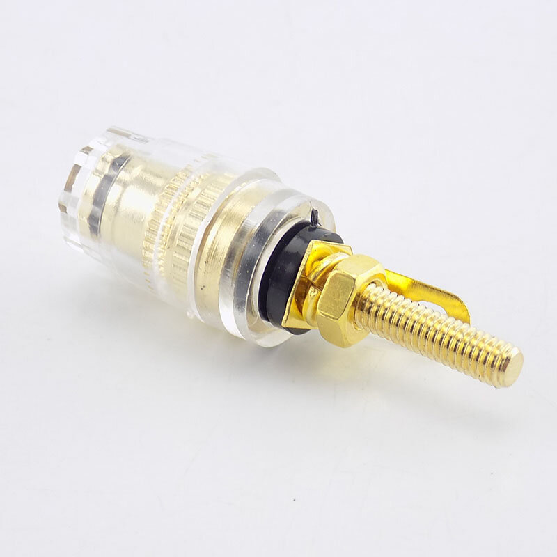 2 buah 4mm steker pisang Amplifier Speaker mengikat Post oksidasi resistensi Terminal kuningan transparan konektor Audio berlapis emas
