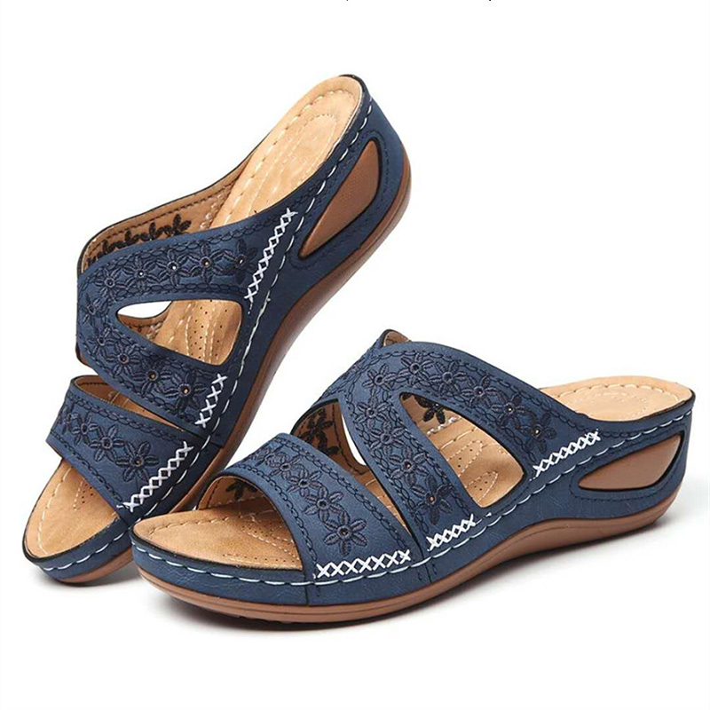 Summer New Women Casual Wedge Sandals Premium Orthopedic Open Toe Sandals Vintage Anti-Slip Leather Female Platform Retro Shoes