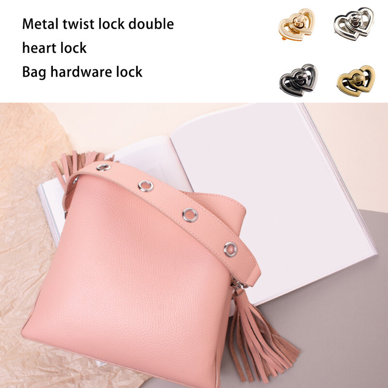 Bag Lock Heart Clasp Turn Buckles Compact Size Decoration Long-lasting Safety Zinc Alloy Rustproof Twisting Locks Black