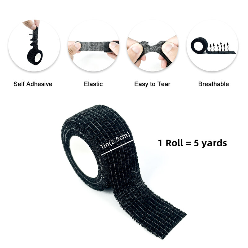 Bandagem elástica auto-adesiva, 1 rolo de 2,5/5/7, 5/10cm x 4,8 m, bandagem auto-adesiva para esportes fixação de dedo, pulso e perna