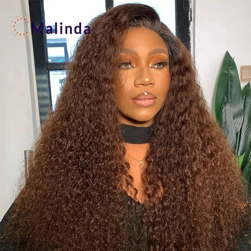 Ombre Bruine 360 Lace Front Curly Pruik Brazilian 1b/4 Colored Curly Human Hair Pruiken Transparant Lace Frontale Pruiken Voor Vrouwen