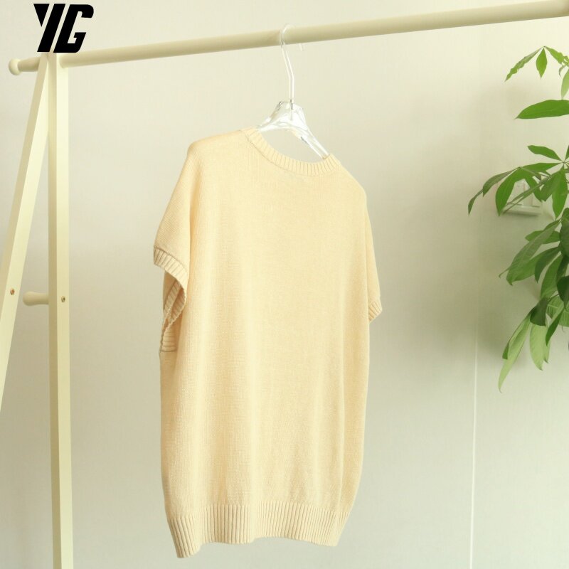 YG-suéter de punto de Color sólido para mujer, jersey de manga raglán con cuello redondo, suelto, informal, Tops