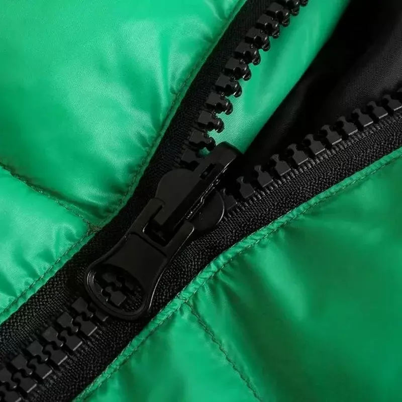 Veste courte en coton vert All-Match pour femme, col montant, chaud, rue haute, mode adt, automne, hiver