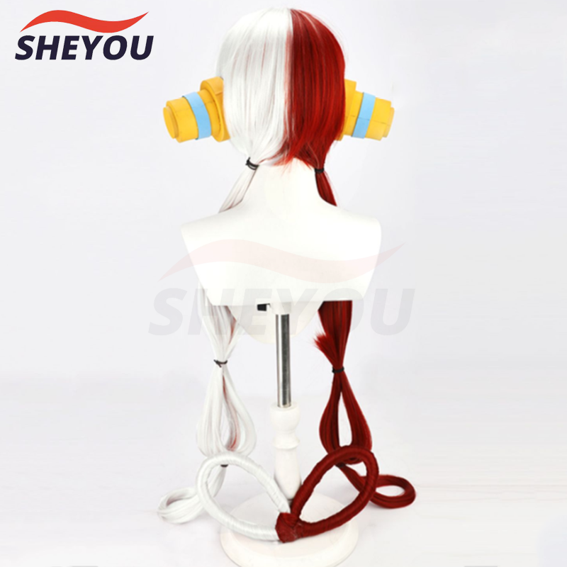 Uma peça peruca cosplay uta anime uma peça vermelha uta 100cm longo metade vermelho metade branco resistente ao calor perucas de cabelo sintético + peruca boné
