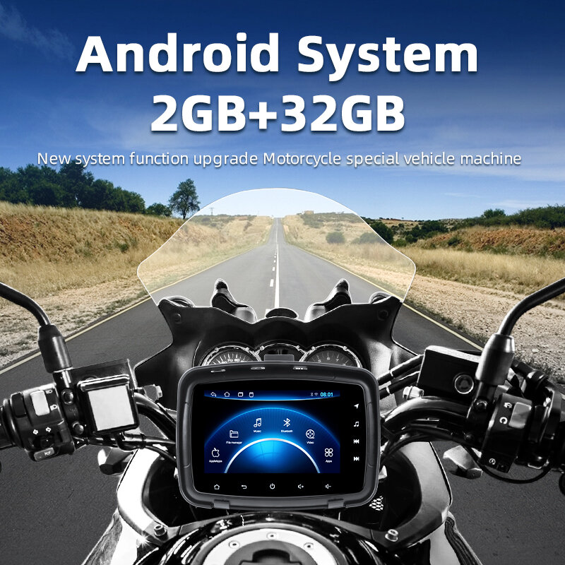 JMCQ-Motocicleta Android Multimedia Player, Carplay tela de navegação, IPX7 impermeável IPS Monitor, sem fio Auto Carplay, 5"