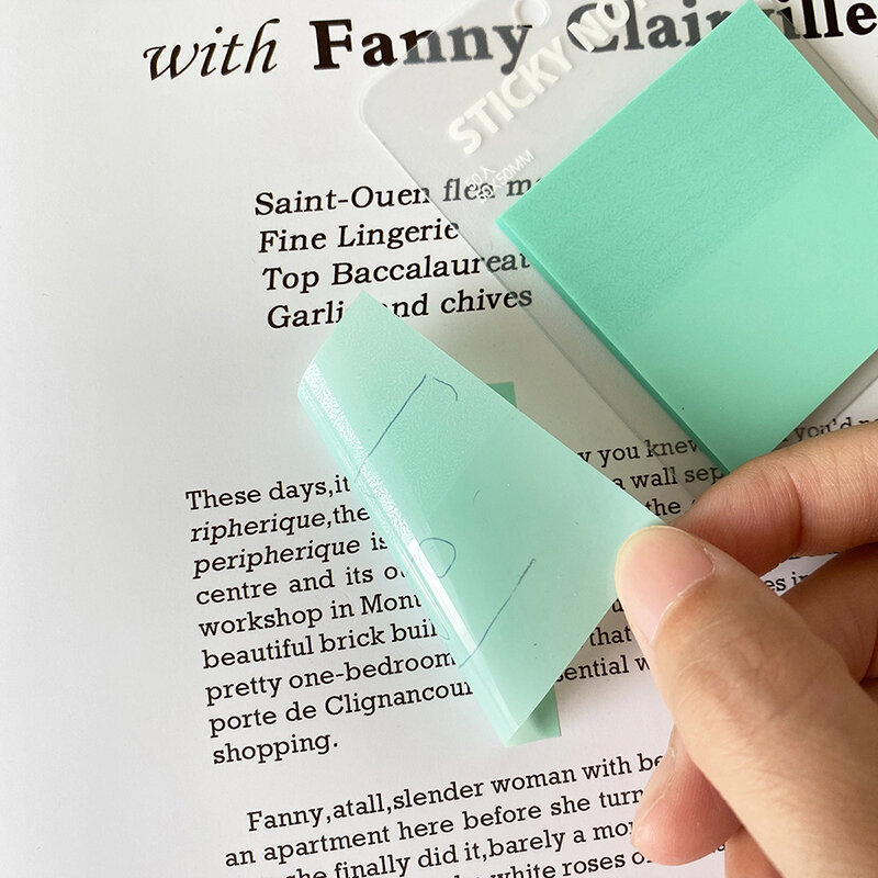 กระดาษโน๊ตติดกาวใสกันน้ำสีสันสดใสจำนวน50แผ่นบันทึกย่อช่วยเตือนความจำข้อความสำนักงานโรงเรียน