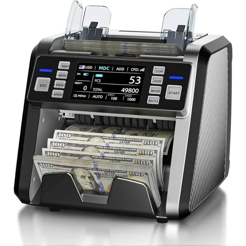 ANEKEN-contador de dinero con 2 CIS/UV/MG/IR/DD/DBL/HLF/CHN, máquina para contar valores mixtos