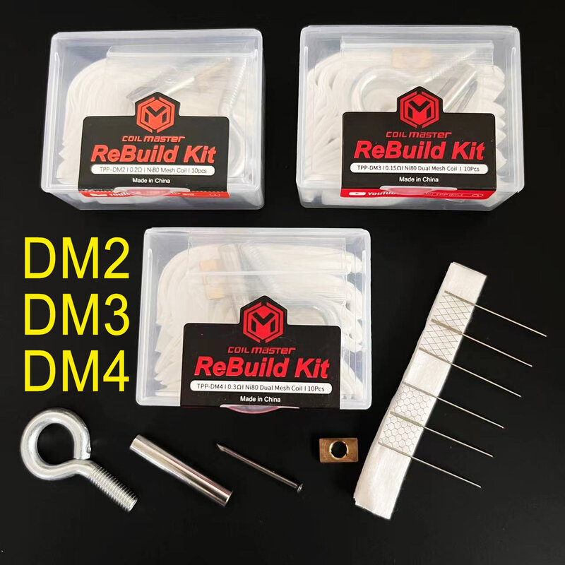 Kit de reconstrucción artesanal TPP DM2/3/4 0,15/0,2/0.3ohm, resistencia de bobina de malla, cable de calentamiento con herramientas, Kit de rejilla de vaporizador de cartucho, 1 Juego