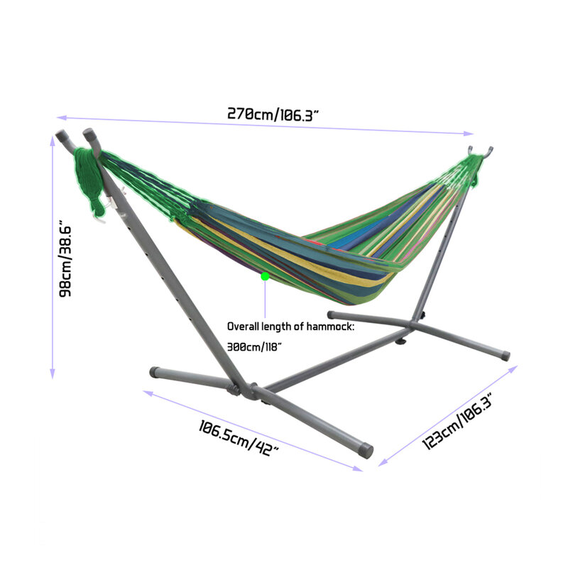 Heavy Duty Hammock with Metal Frame Free Standing Swinging Camping Travel Chair Tropical for Outdoor Patio Lawn