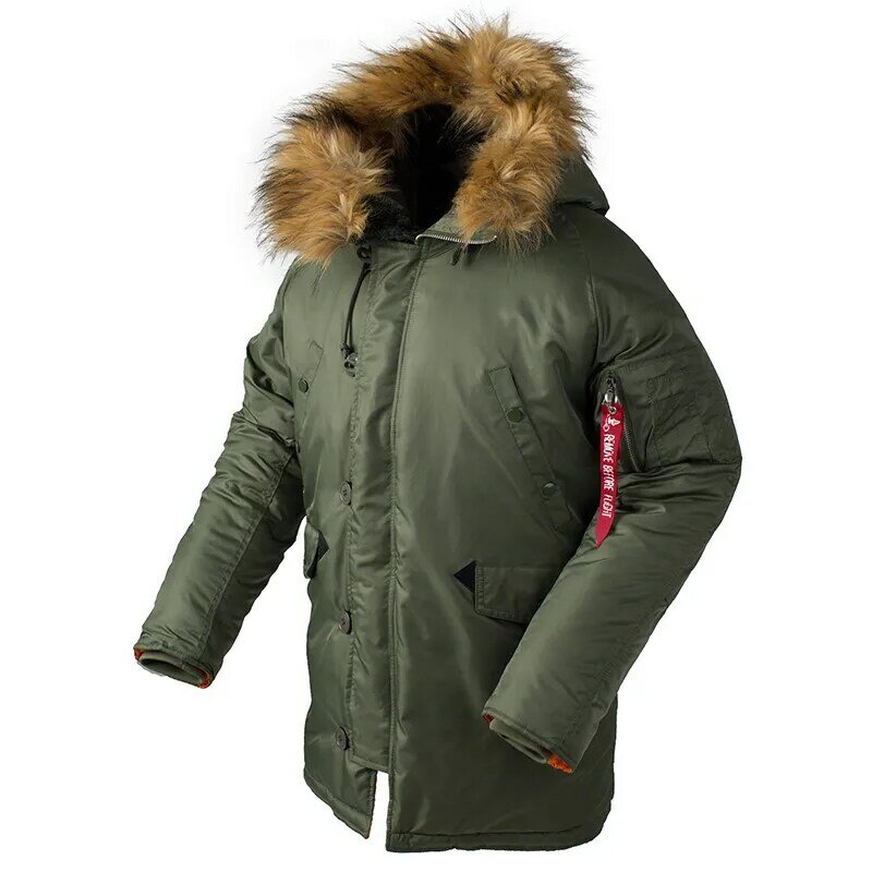 معطف طويل للرجال N3B مفجر تكتيكي ، غطاء جلدي عسكري سميك ، زي عسكري كوري دافئ ، شتاء ، أو