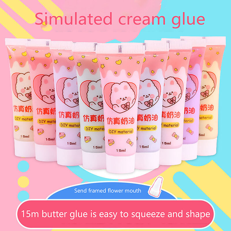 15ml DIY Mobile Phone Shell Simulation Cream Glue Material Homemade Hairpin Goo Card Stationery Box Resin Accessories