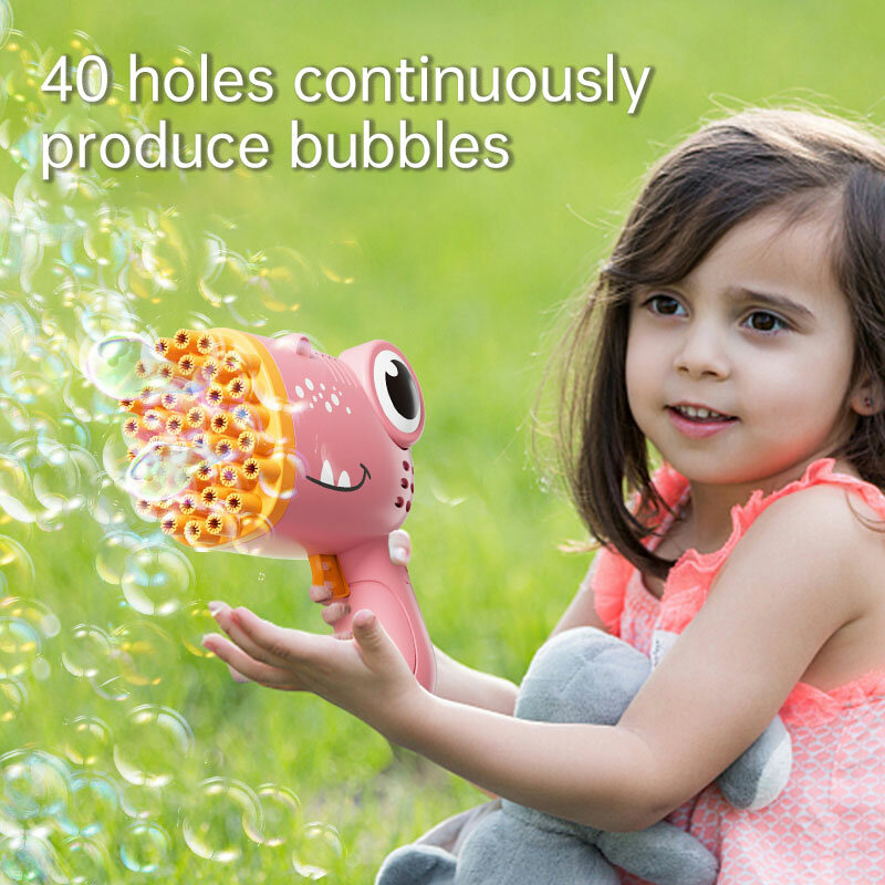 Dinosaur Bubble Machine Gun Brinquedos, 40 Buracos, Sem Bateria, Bubble Water