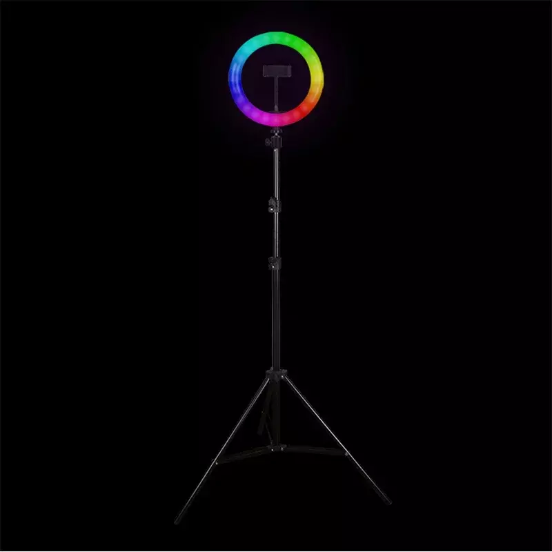 26CM-1 RGB 10นิ้ววงใหญ่แบบพกพาพร้อมที่วางโทรศัพท์ LED selfie เติมแหวนไฟ