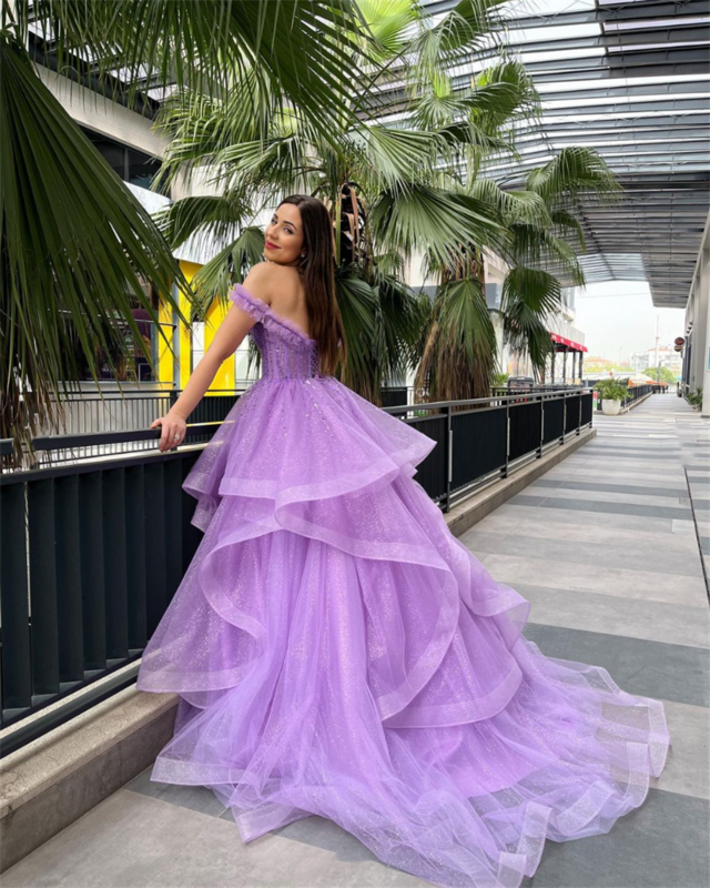 Jessica Purple Glitter Prom Dresses abito da sposa di lusso abiti da sera occasioni speciali abiti da festa Vestidos De Noche
