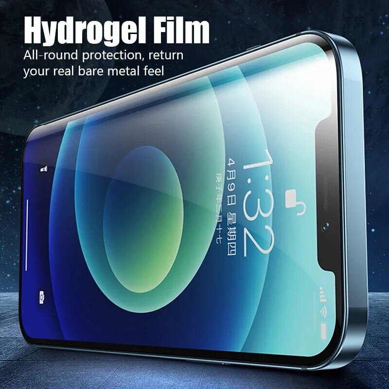 4 buah Film hidrogel lembut untuk iPhone 15 13 12 14 11 Pro Max pelindung layar TPU silikon untuk iPhone 11 14 15 XS XR X 7 8 15 Plus