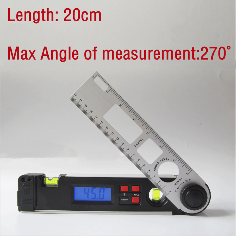 270度デジタル表示角度定規20センチメートル電子レベル定規高精度水平傾斜測定定規