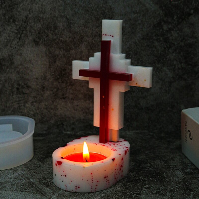 DIY silikonowe formy do żywicy świecznik formy ręcznie robione do formy krzyżowej świecznika