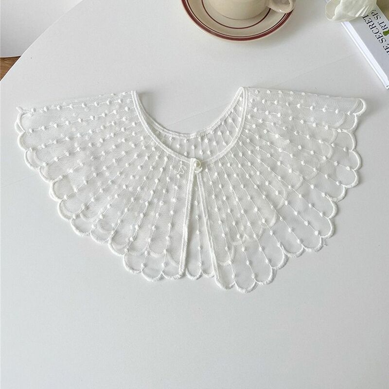 Embroidered Fake Collar Vintage Solid Color Pearls Detachable Collar Clothes Accessories Shirt