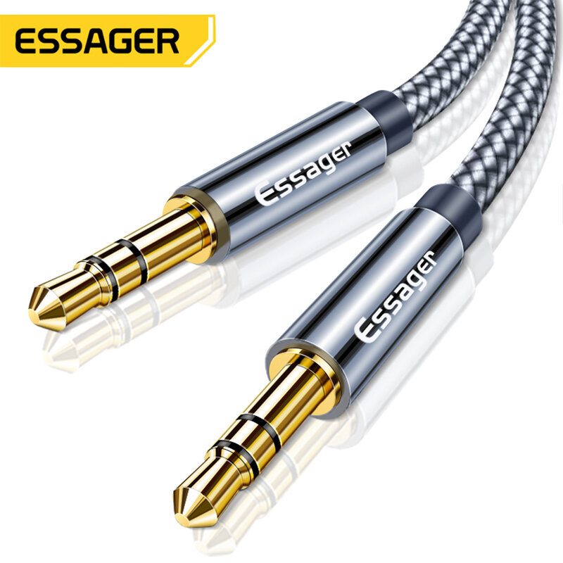 Essager-Cable auxiliar con conector de 3,5mm, Cable de Audio macho a macho de 3,5mm, línea de altavoz, para Samsung, Xiaomi, MP3, auriculares de coche