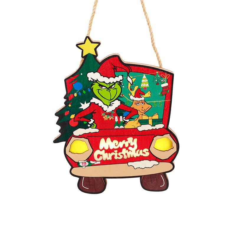 Merry Christmas Porta Pendurado Ornamento, Pingente De Madeira De Xmas, Pingente De Casa, 224x289mm, 1Pc
