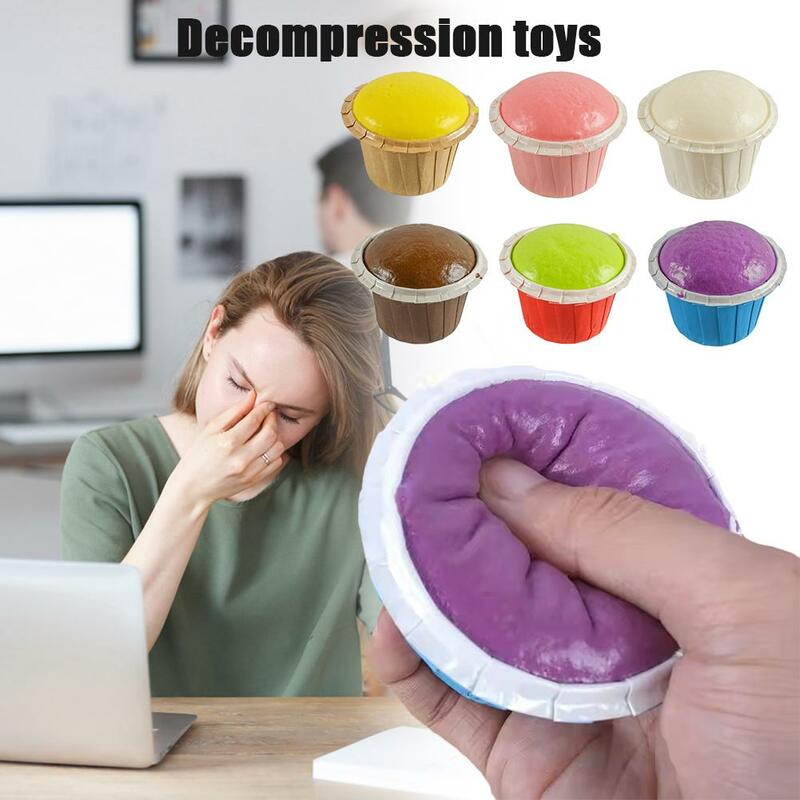 Sticky Slow Rebound Cupcake Stress Relief Toys Simulated Bread Decompression Toy For Children Adults Gifts For Fun Squezee B3X2