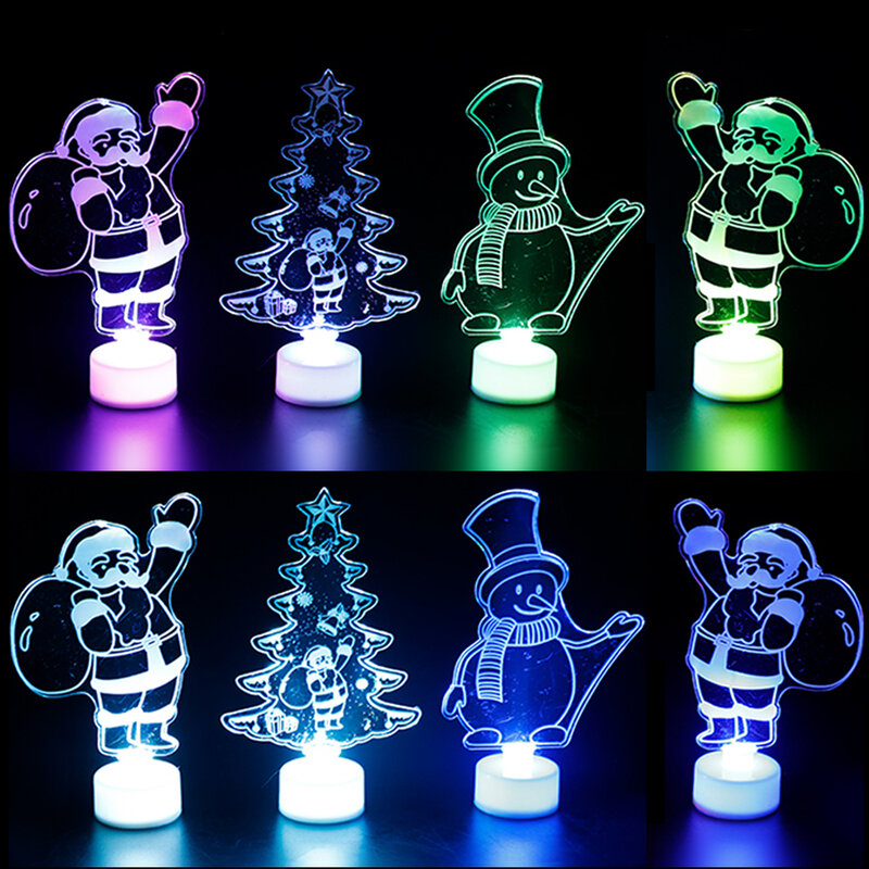 Led colorido luzes da noite luzes decorativas de natal luzes de cor acrílica luzes decorativas piscando lâmpadas decoração de natal luz