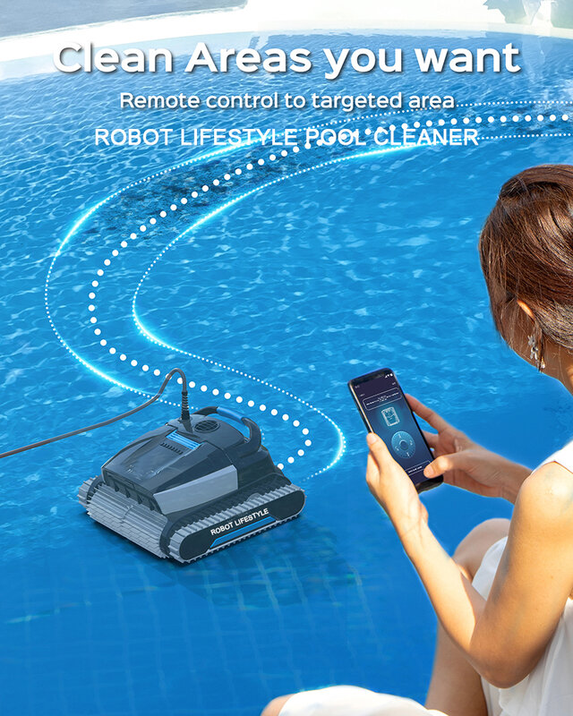 Robot nettoyeur de piscine électrique WY450, câble flottant de 30m pour grande piscine, mur d'escalade, carreaux de ciment mosaïque, PVC, 200W