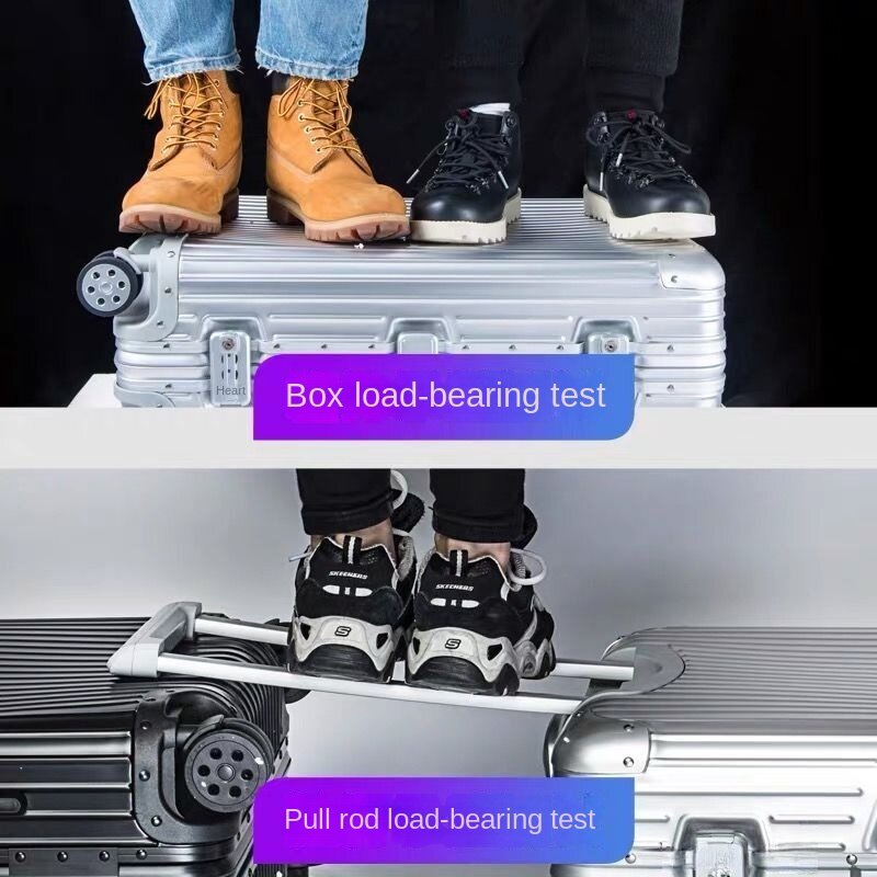 100% Pull-Rod-Koffer aus Aluminium legierung Universal rad 24-Yard-Boarding-Koffer für Herren und Damen 20-Zoll-Business-Koffer