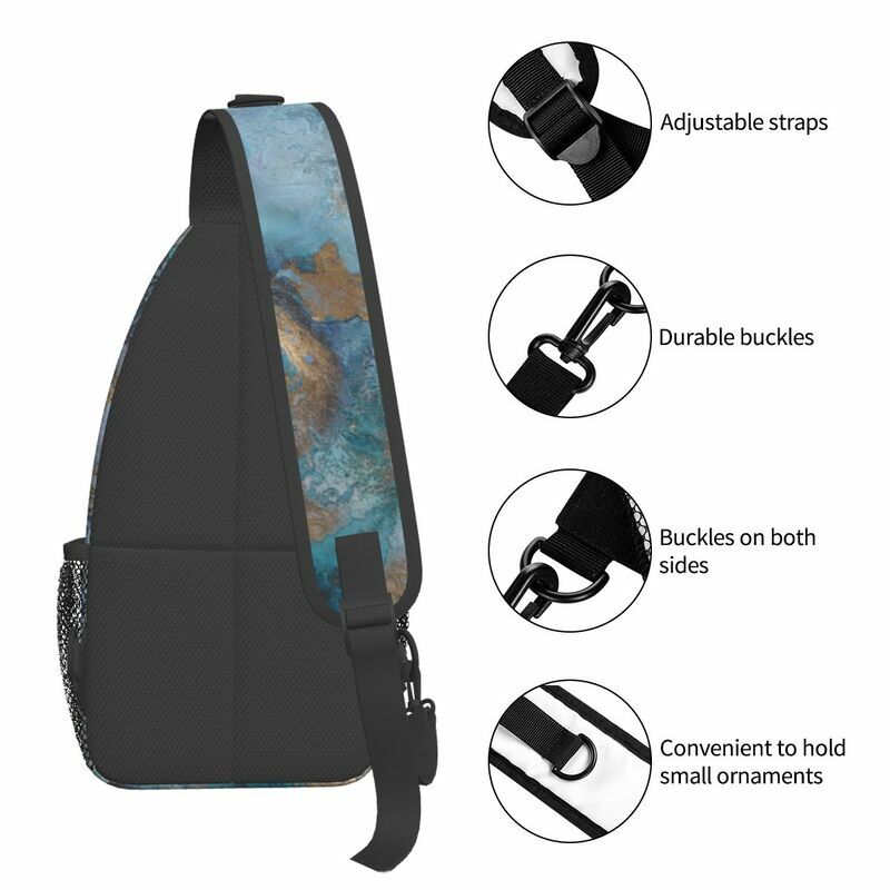 الرخام الملمس الطباعة الرافعة حقيبة الصدر مخصص الكتف حقيبة كروسبودي للرجال السفر المشي لمسافات طويلة Daypack