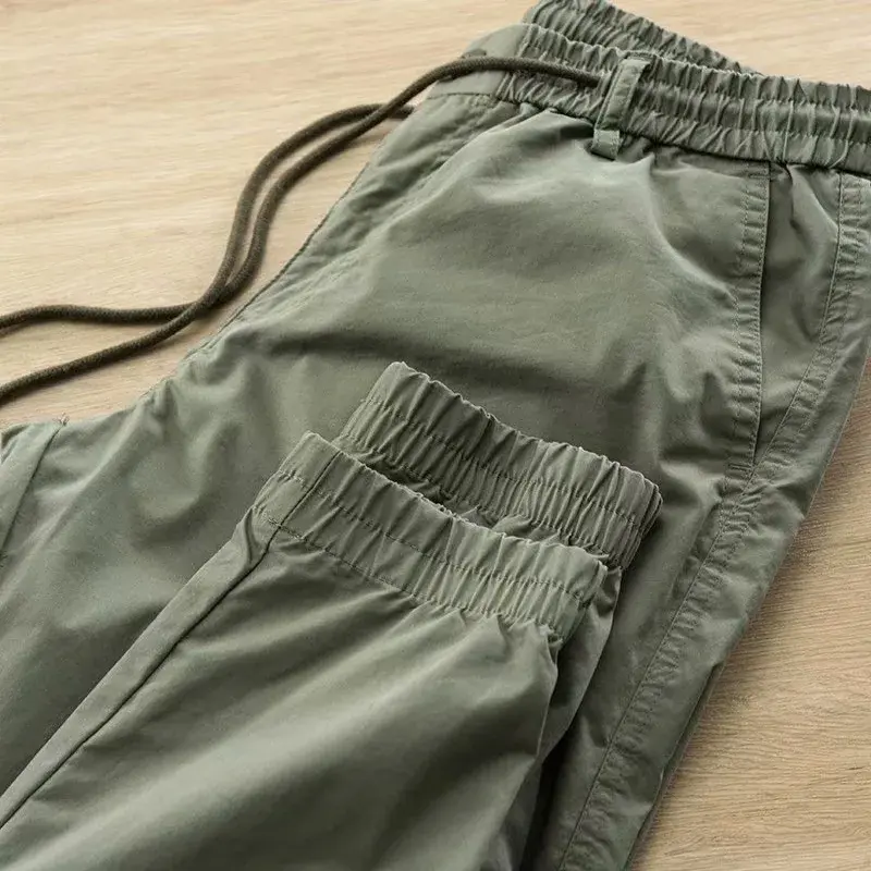 Simple cargo pants drawstring casual loose outdoor sports pants