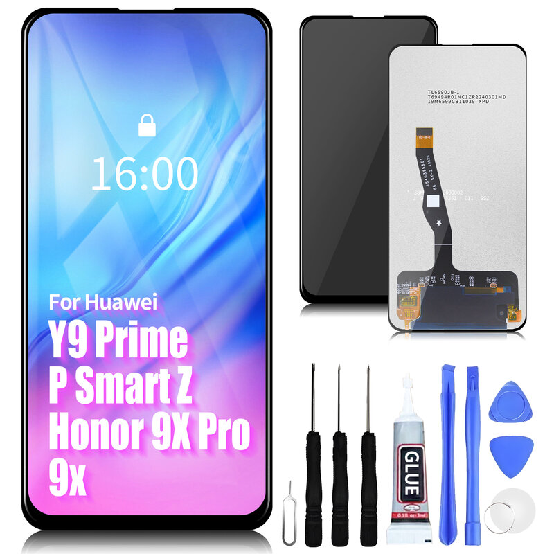 HUAWEI Y9 Prime 2019 P Smart2 Honor 9X LCD 디스플레이 터치 스크린 디지타이저, 휴대폰 LCD 스크린 교체, Y9 Prime 20, 6.59 인치