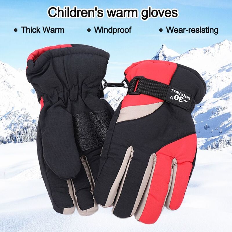 Termiczne rękawice narciarskie dzieci dzieci zimowa polar wodoodporna ciepła dziecięca rękawice na śnieg snowboardowa do jazdy na nartach