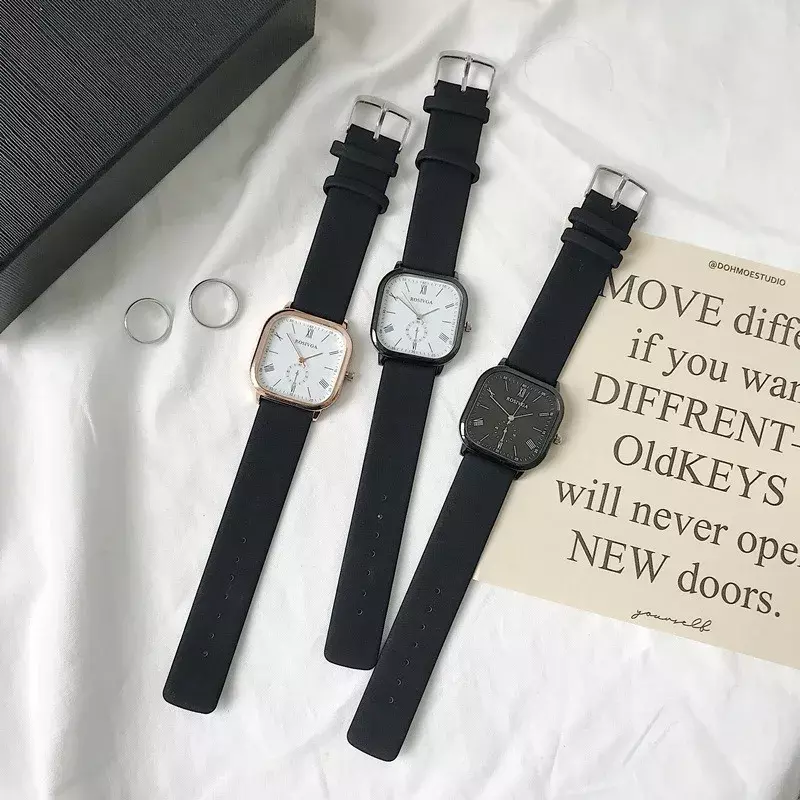 Fashion Watch Simple Square Dial PU Leather Quartz Men Business Watch Wristwatch for Men Clock for Women Relogios Feminino