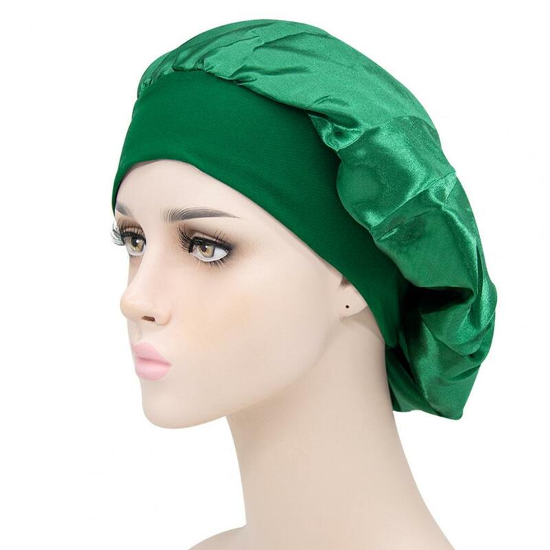 31cm Diameter Sleep Hat Wide Headband Elastic Satin Stretchy Hair Bonnet Hat For Woman Night Sleep Cap Hair Bonnet Hat Cover