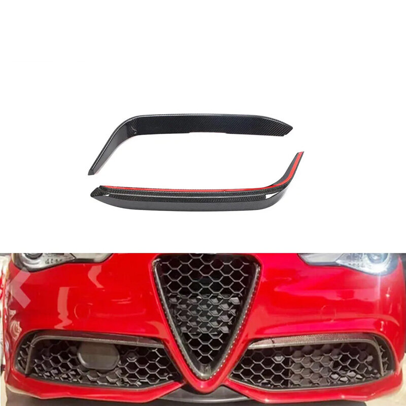 Carbon Fiber Front Bumper Canards for Alfa Romeo Giulia 2016-2020 Front Double Kidney Racing Grilles Bumpers Body Kit Hood