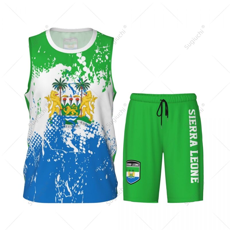 Zespół Sierra Leone flaga ziarna koszulka koszykarska zestaw koszuli i spodni bez rękawów nazwa własna