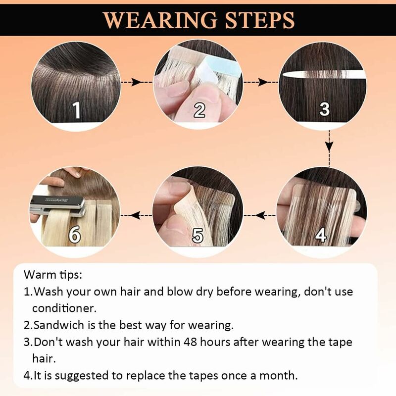 Extensiones de cabello humano con cinta recta Invisible para mujer, trama de piel sin costuras