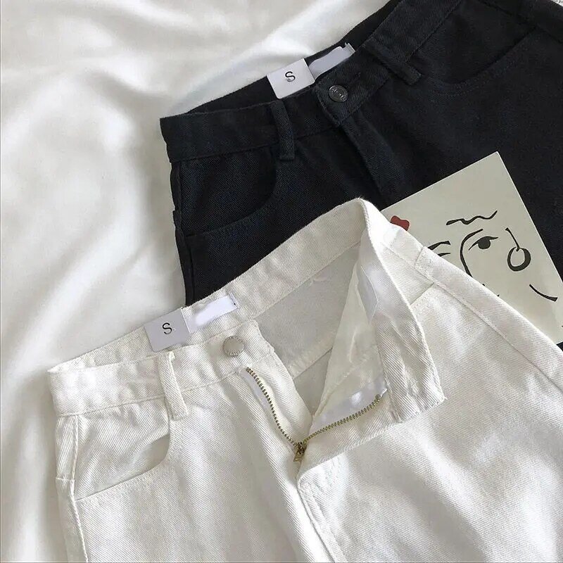 Джинсовые шорты женские в Корейском стиле, базовые винтажные однотонные штаны из денима с завышенной талией, с карманами, эластичные, модные, для колледжа, лето 2023