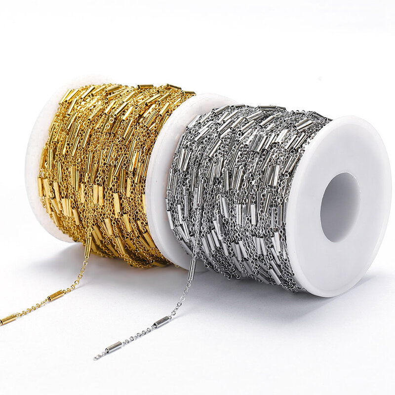 2 метра, звеньевой кабель из нержавеющей стали, золотые цепочки для изготовления ювелирных изделий своими руками, Rolo, цепочка, бусины, цепочка, ожерелье, браслет, ножные браслеты, компоненты