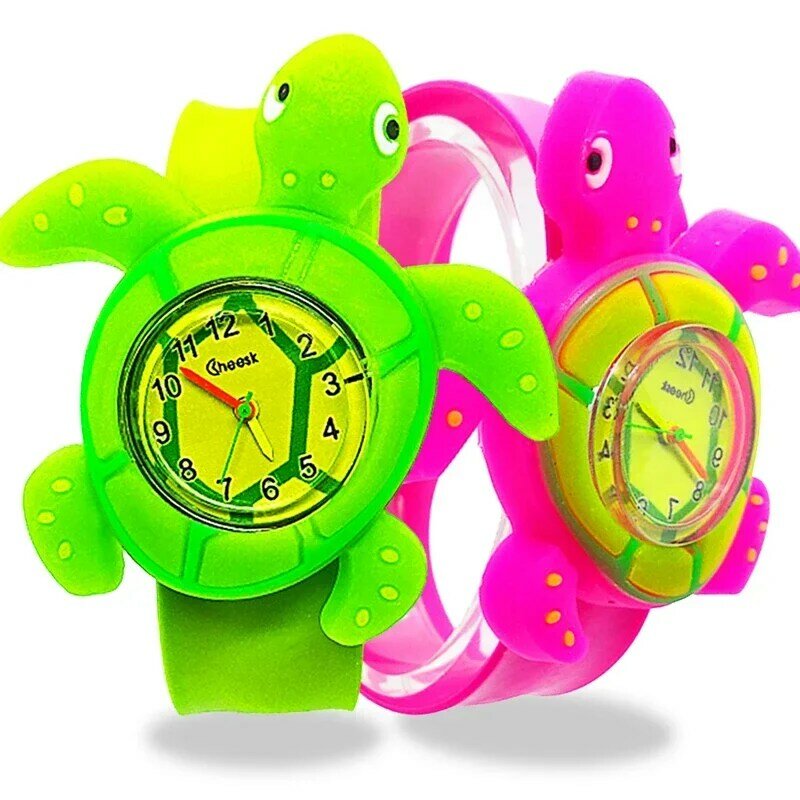 Jongen Meisje Kinderen Horloge Baby Speelgoed 3D Kikker/Walvis/Schildpad/Eend Patroon Kinderen Horloges Klok Relogio Infantil montre Pour Enfants