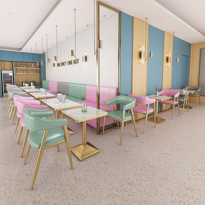 Huismeubilair-mesas de centro cuadradas de acero para restaurante, muebles de Hotel minimalistas, color blanco, diseño dorado