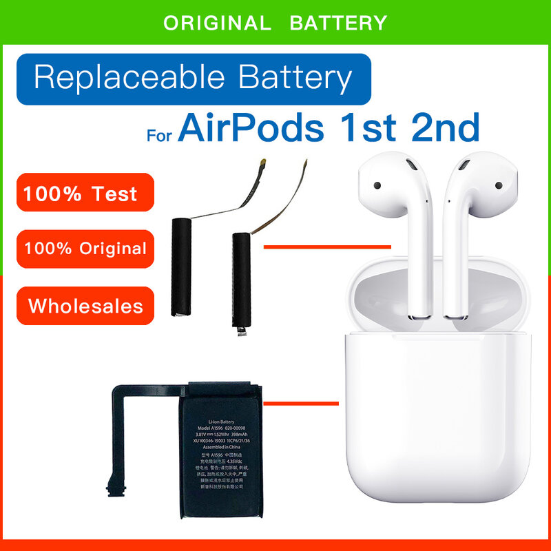 Bateria de substituição para Apple Airpods, 100% Original, GOKY93mWhA1604, Apple Airpods 1 °, 2 °, A1604, A1523, A1722, A2032, A2031, Air Pods 1, 2