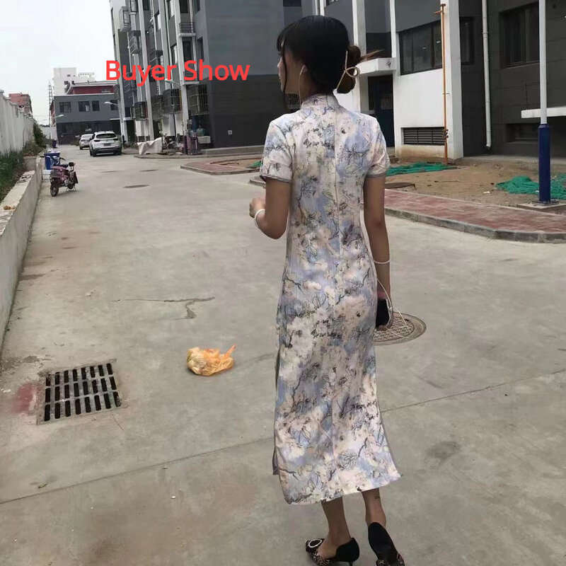 Kobiety ulepszone stare szanghajskie Qipao poprawiły wysokiej klasy Temperament wysokiej klasy długie damskie Retro chińskie lato Cheongsam nowy 2023