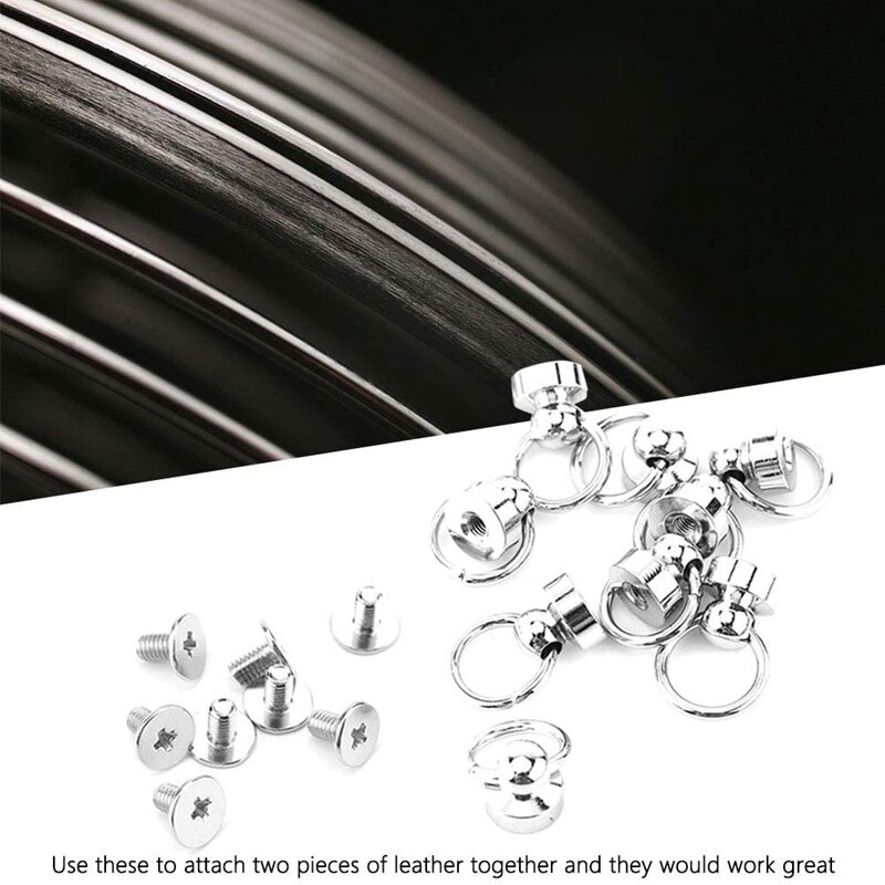 10 заклепок с кольцом, набор серебристых латунных винтов с круглой головкой для творчества и кожаных поделок «сделай сам»