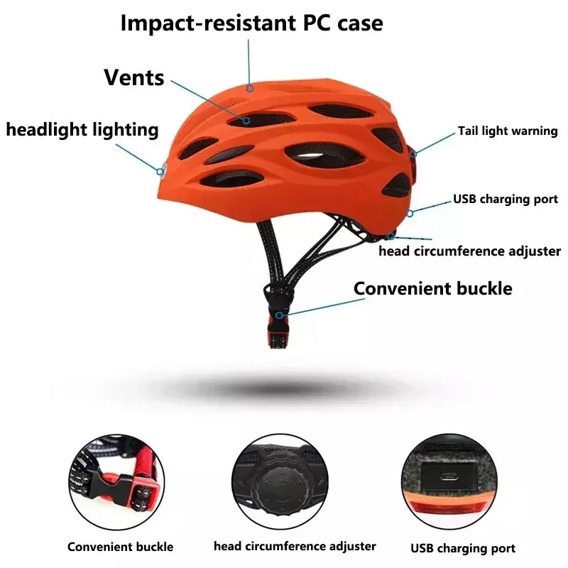 Intelligente Fiets Fiets Helm Voor Man Vrouwen Kinderen Fietshelm Oplaadbare Usb Led Licht Voor Mtb Elektrische Fiets Scooter